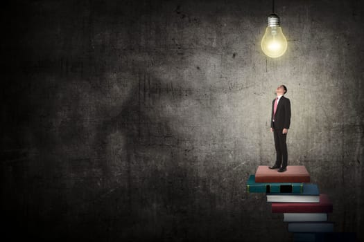 Asian business person looking the bulb searching for idea. Business idea concept
