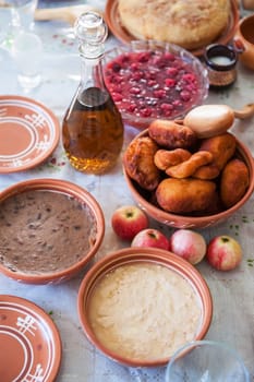 table with traditional old slavonic food