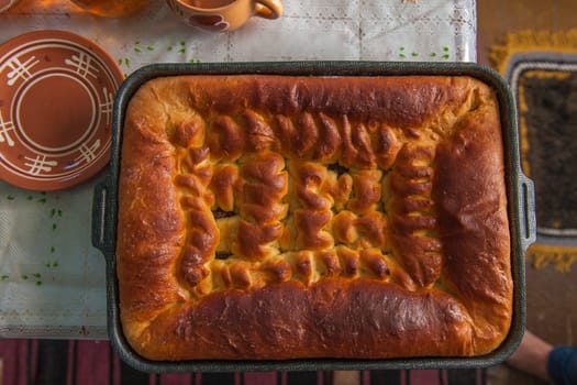 Russian traditional homemade bread closeup