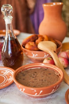table with traditional old slavonic food