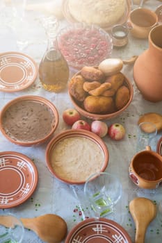 table with traditional old slavonic food