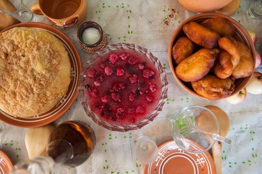 table with traditional old slavonic food