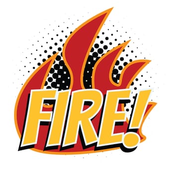 fire word pop art style. retro vector illustration