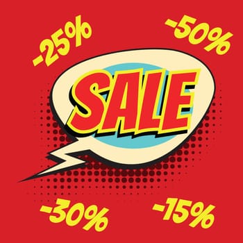 red sale comic word. Pop art retro vector illustration