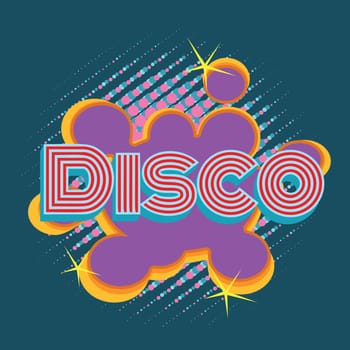 disco pop art lettering. Pop art retro vector illustration