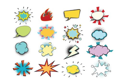 set colored comic bubbles. Pop art retro vector illustration