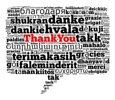 Thank you in different languages word cloud concept
