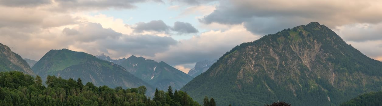 Summit of the mountain Himmelschroffen in the Allgäu near Oberstdorf as a panorama