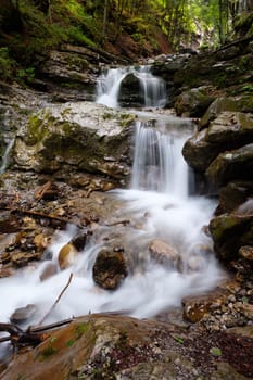 Waterfall in the Faltenbach near Oberstdorf in the Allgäu in summer