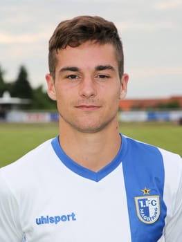 Leon Heynke ( 1.FC Magdeburg) at the friendly match Eintracht Braunschweig against 1. FC Magdeburg on 05.07.2017 in Schöningen