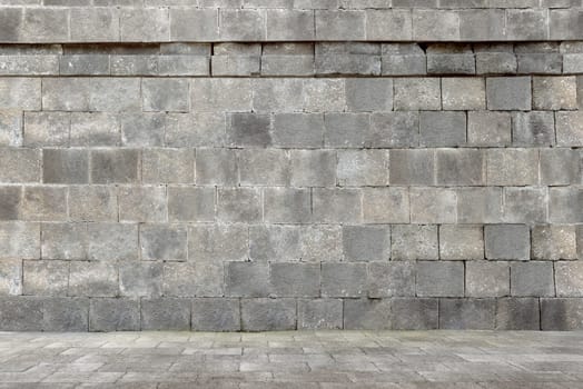 Construction of ancient stone wall, Borobudur Temple