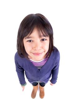 Young girl posing isolated in white