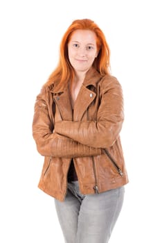 Beautiful red hair girl isolated in white