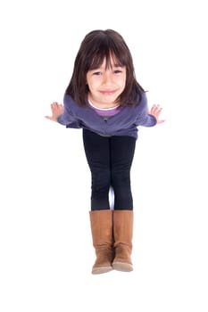Young girl posing isolated in white