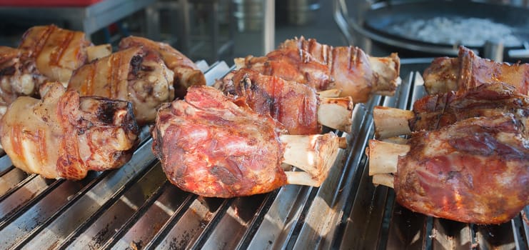 Grilled pork knuckle. German cuisine. Street food.