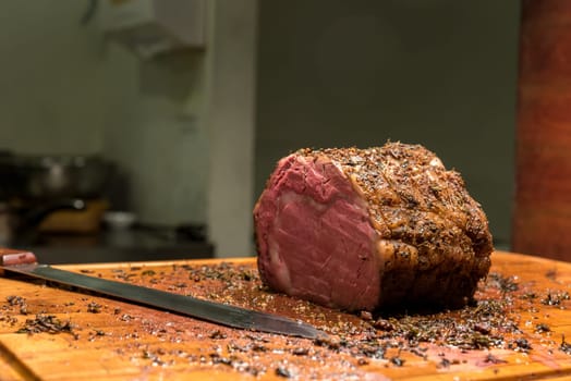 Carving of Wagyu beef roast