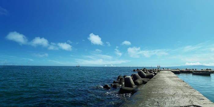 Two ships floating in the sea near the harbor at Balchik city, Bulgaria. Summer vacation background. Joy, happiness and recreation concept