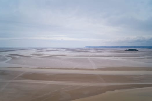 A view from the Mont Saint Michel on the bay during the low tide. Normandy, France
