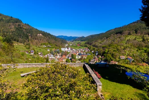 View of the Gutachtal with the village of Hornberg in the Black Forest