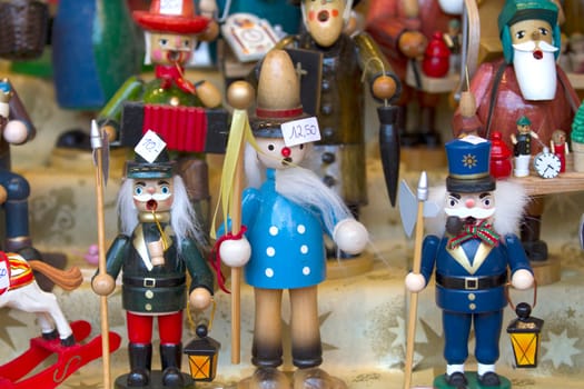 Decorative Christmas figures in detail at a Christmas market