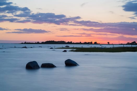 Sunset over Ocean in Gotland, Sweden.