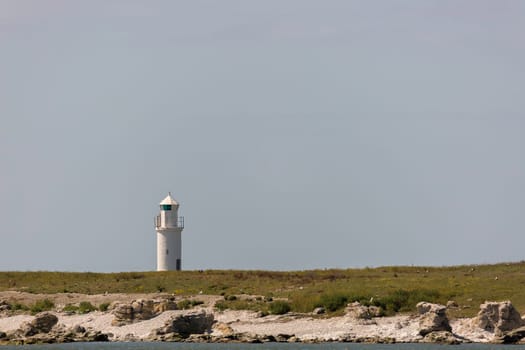 Lighthouse on Rocky Island on Gotland, Sweden.