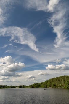 Lake with Forest and clouds