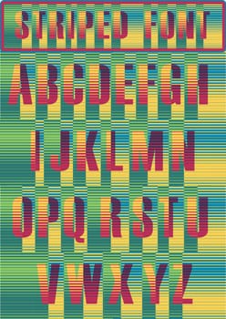 Striped artistic alphabet. illustration