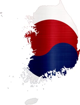 flag map south korea illustration