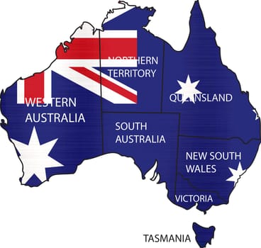 flag map of australian territories illustration
