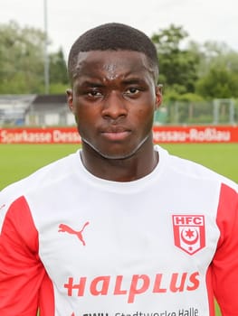 Braydon Manu (Hallescher FC ) at the test match Hallescher FC against Berliner AK on 30.06.2017 in Dessau
