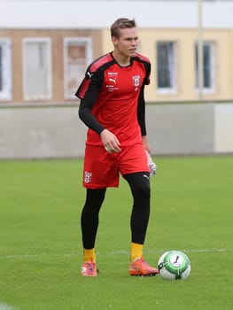 Goalkeeper Tom Müller (Hallescher FC) at the test match Hallescher FC against Berliner AK on 30.06.2017 in Dessau