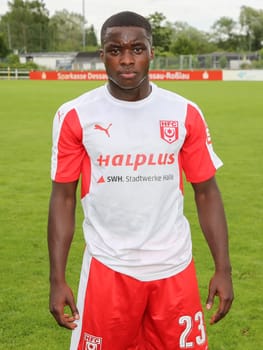 Braydon Manu (Hallescher FC ) at the test match Hallescher FC against Berliner AK on 30.06.2017 in Dessau