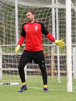 Goalkeeper Oliver Schnitzler (Hallescher FC) at the test match Hallescher FC against Berliner AK on 30.06.2017 in Dessau