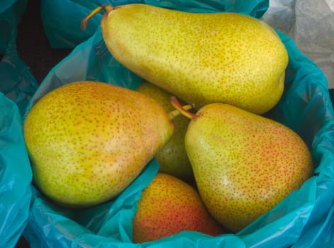 organic pears yellow fruits basket agriculture market