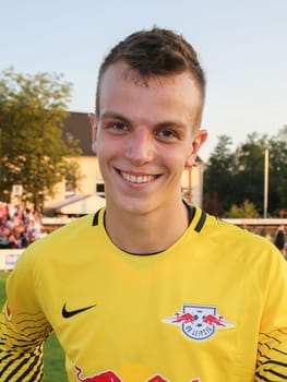 Goalkeeper Philipp Köhn ( RB Leipzig) at the charity match ZFC Meuselwitz against RB Leipzig on 18.07.2017 in Meuselwitz