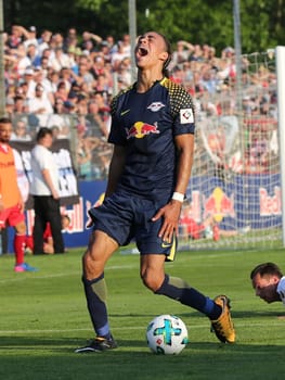 Yussuf Poulsen ( RB Leipzig) at the charity match ZFC Meuselwitz against RB Leipzig on 18.07.2017 in Meuselwitz