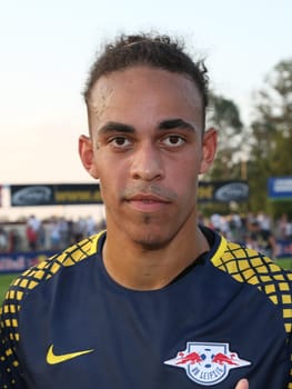Yussuf Poulsen ( RB Leipzig) at the charity match ZFC Meuselwitz against RB Leipzig on 18.07.2017 in Meuselwitz