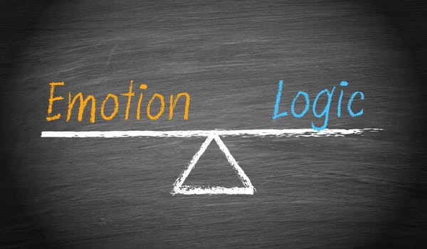 Emotion and Logic Balance - chalkboard with text