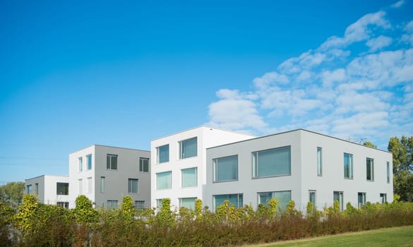 modern white apartment blocks in the netherlands