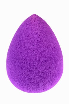 Purple beauty blender is isolated on white background.
