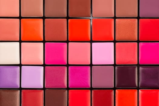 Colorful lipstick palette with a lot of different colors.