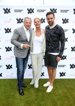 Manuel Rivera mit Ehefrau Alexandra Schoening und Christoph Metzelder,   .Juvia Men Kollektionspraesentation by Different Fashion mit Charity Fussball  in Kampen auf Sylt