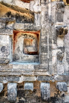Details of a Mayan temple in Chicanna, Mexico