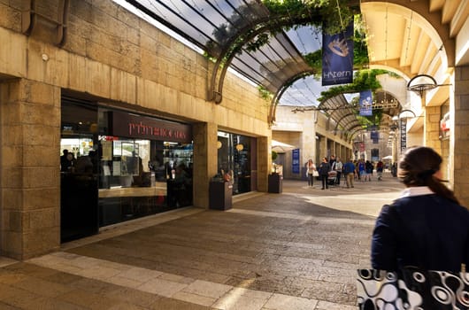 Jerusalem, Israel - May 05, 2017: Mamilla Mall, Alrov Mamilla Avenue, shopping street, open-air mall in Jerusalem, Israel on October 3, 2016