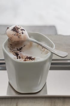 Hot cup of cocoa drink, stock photo