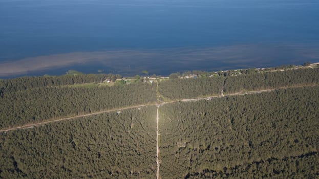 Engure Latvia Aerial view of countryside drone top view