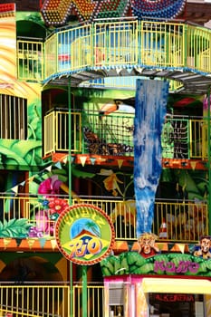 Mainz,Germany - June 26,2017: The colorful façade of an adventure course for children at a fair or funfair on June 26,2017 in Mainz.
