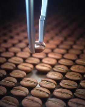 The best roasted coffee bean chosen by tweezers.