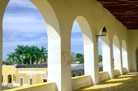 View of part of the town from the monastery  in Izamal, Mexico